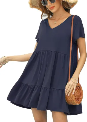 2024 Summer Dress for Women Casual Loose Short T Shirt Dress Cute Flowy Swing Babydoll Dress