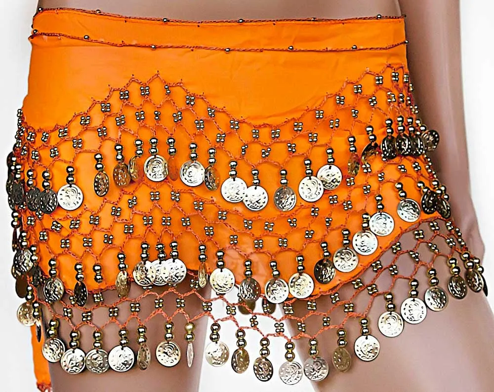 Belly Dance Hip Scarf Wrap Belt Tribal Sash Skirt w/ Coins