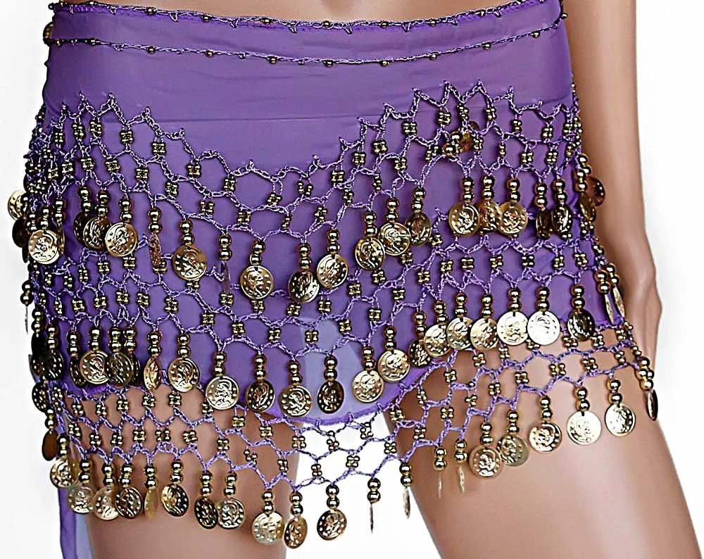 Belly Dance Hip Scarf Wrap Belt Tribal Sash Skirt w/ Coins
