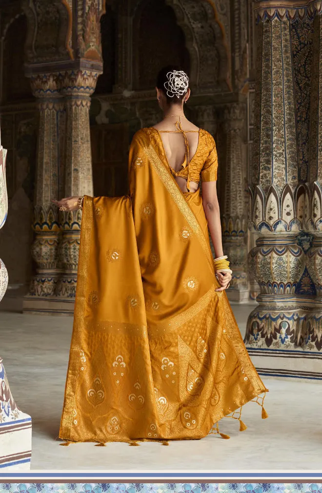 Dazzling Mustard Yellow Soft Silk Sarees For Women