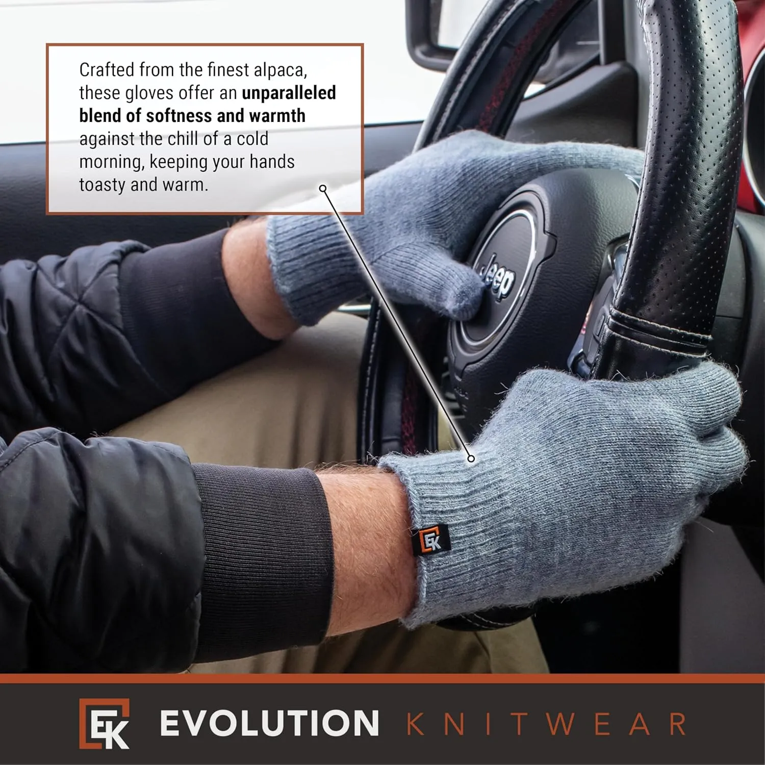 Evolution Knitwear Alpaca Knit Gloves - Super Soft Baby Alpaca - Made in The USA - Large