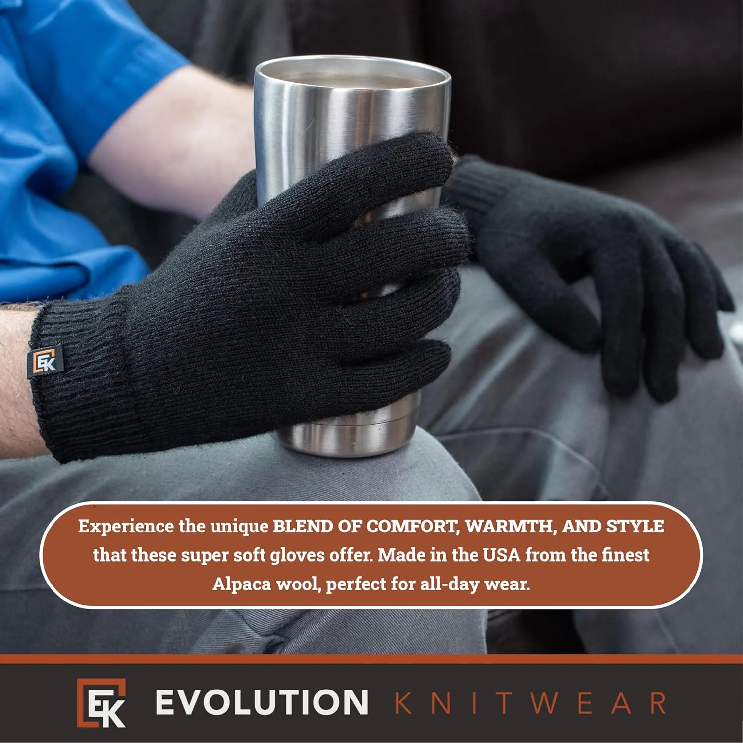 Evolution Knitwear Alpaca Knit Gloves - Super Soft Baby Alpaca - Made in The USA - Large
