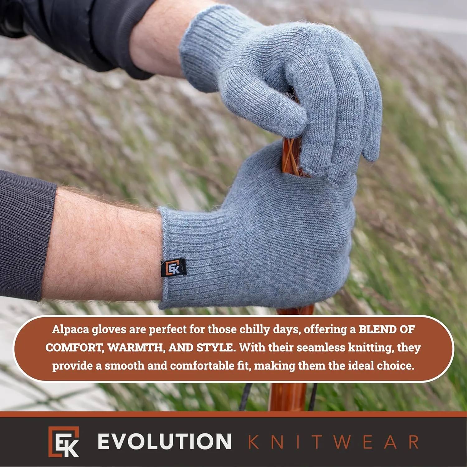 Evolution Knitwear Alpaca Knit Gloves - Super Soft Baby Alpaca - Made in The USA - Large