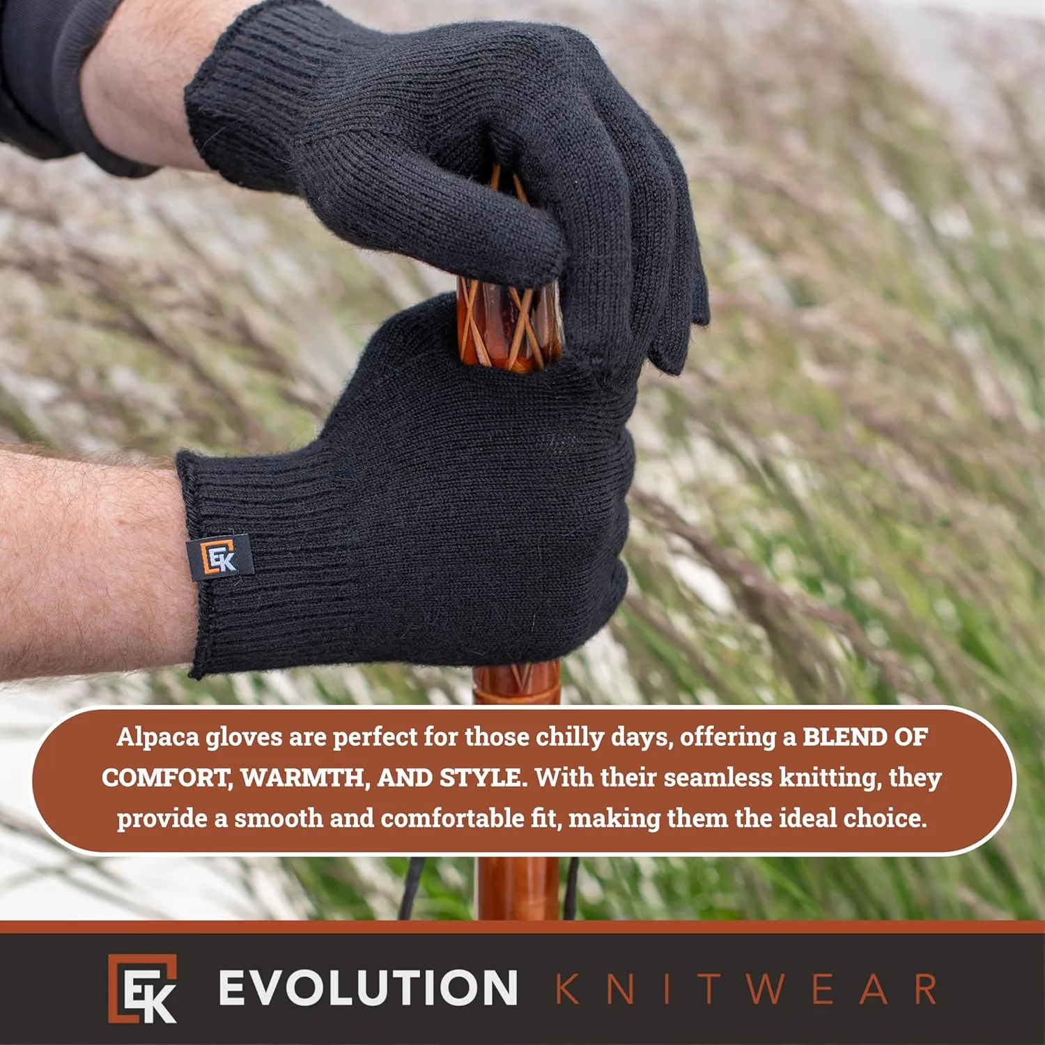 Evolution Knitwear Alpaca Knit Gloves - Super Soft Baby Alpaca - Made in The USA - Large