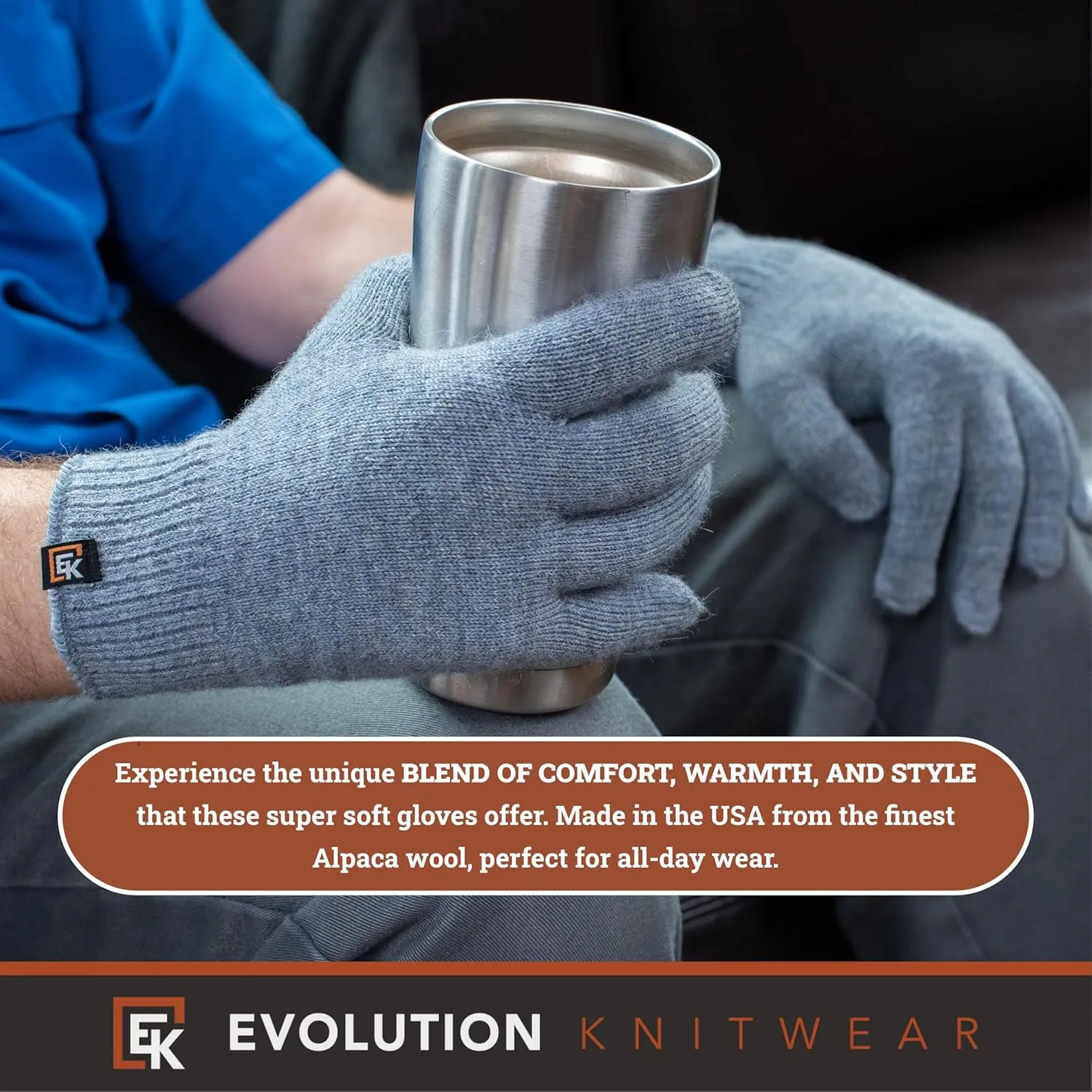 Evolution Knitwear Alpaca Knit Gloves - Super Soft Baby Alpaca - Made in The USA - Large