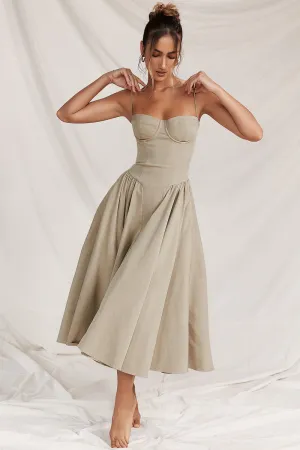 French Palace Style Vintage Floor-Length Strap Maxi Dress