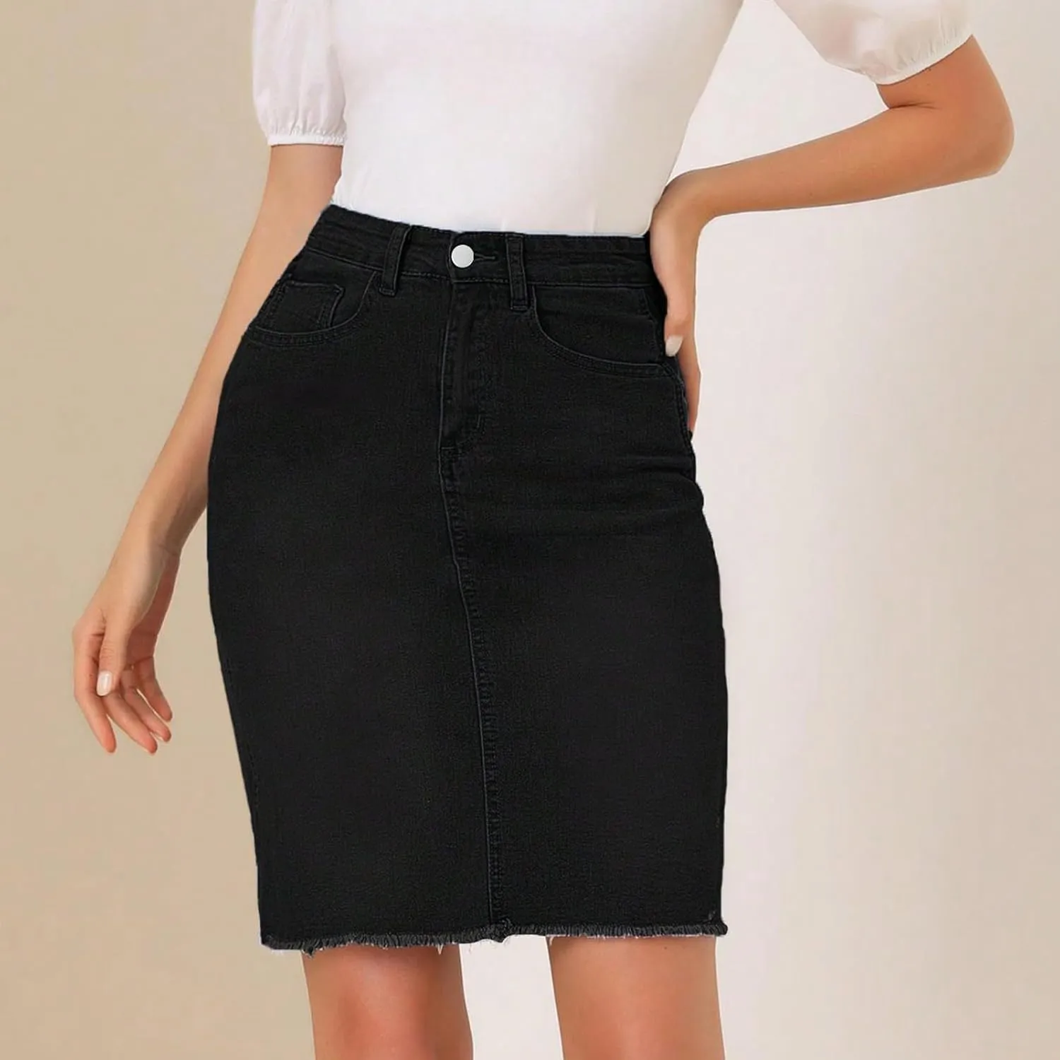 Jean Skirts for Women Denim Mini Skirt Summer Y2k High Waisted Slim Fit Short Jeans Skirts Cowgirl Outfits with Pockets