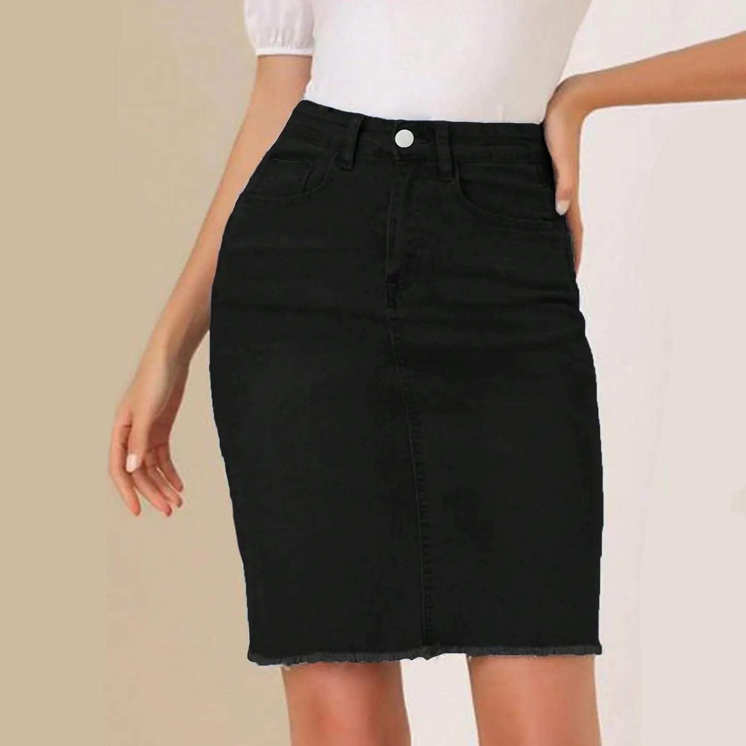 Jean Skirts for Women Denim Mini Skirt Summer Y2k High Waisted Slim Fit Short Jeans Skirts Cowgirl Outfits with Pockets