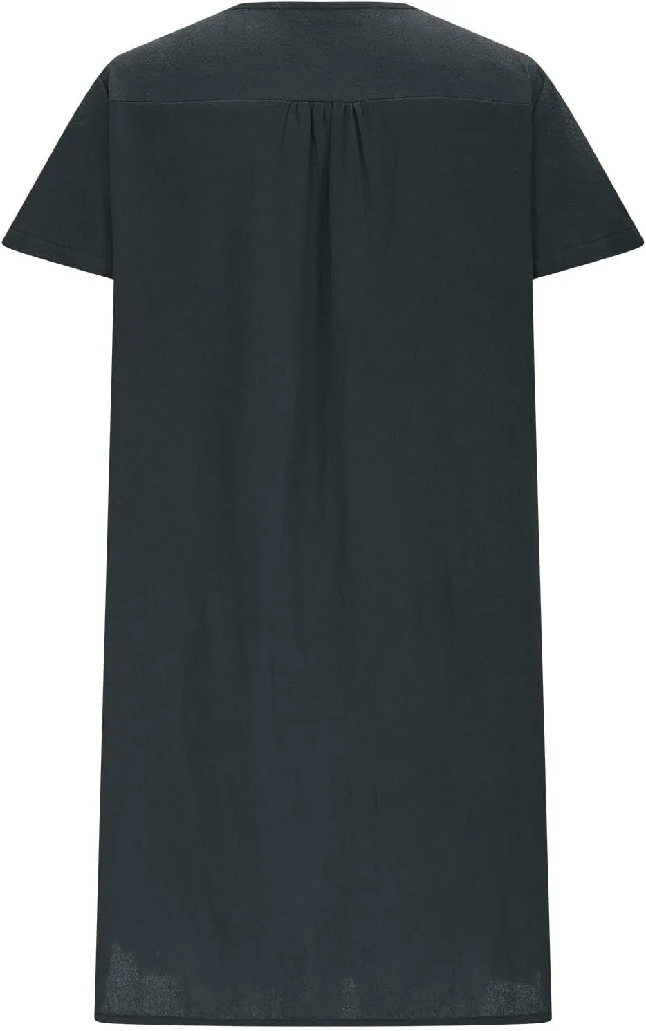 JOAU Womens Cotton Linen Shirt Dress Summer Casual Short Sleeve Notched V Neck Beach Cover Up Knee Length Vacation Dresses