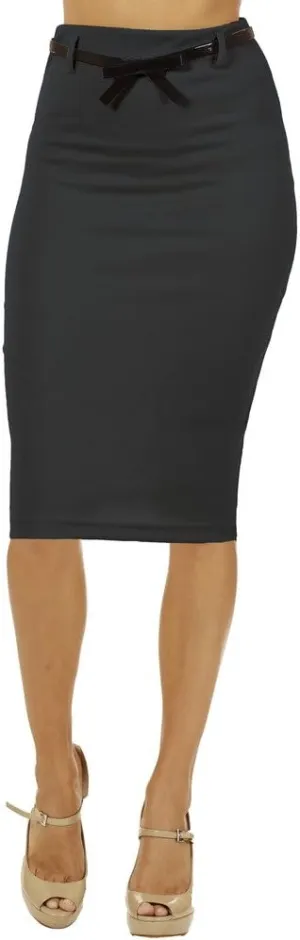Junior High Waist Below Knee Pencil Skirt Skinny Fit