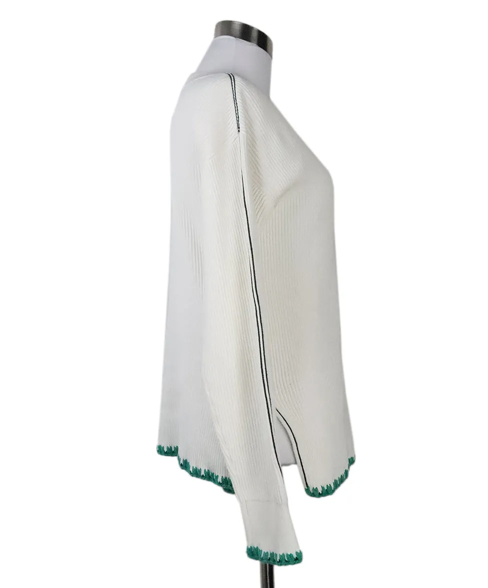 Reiss White & Green Trim Sweater sz 6