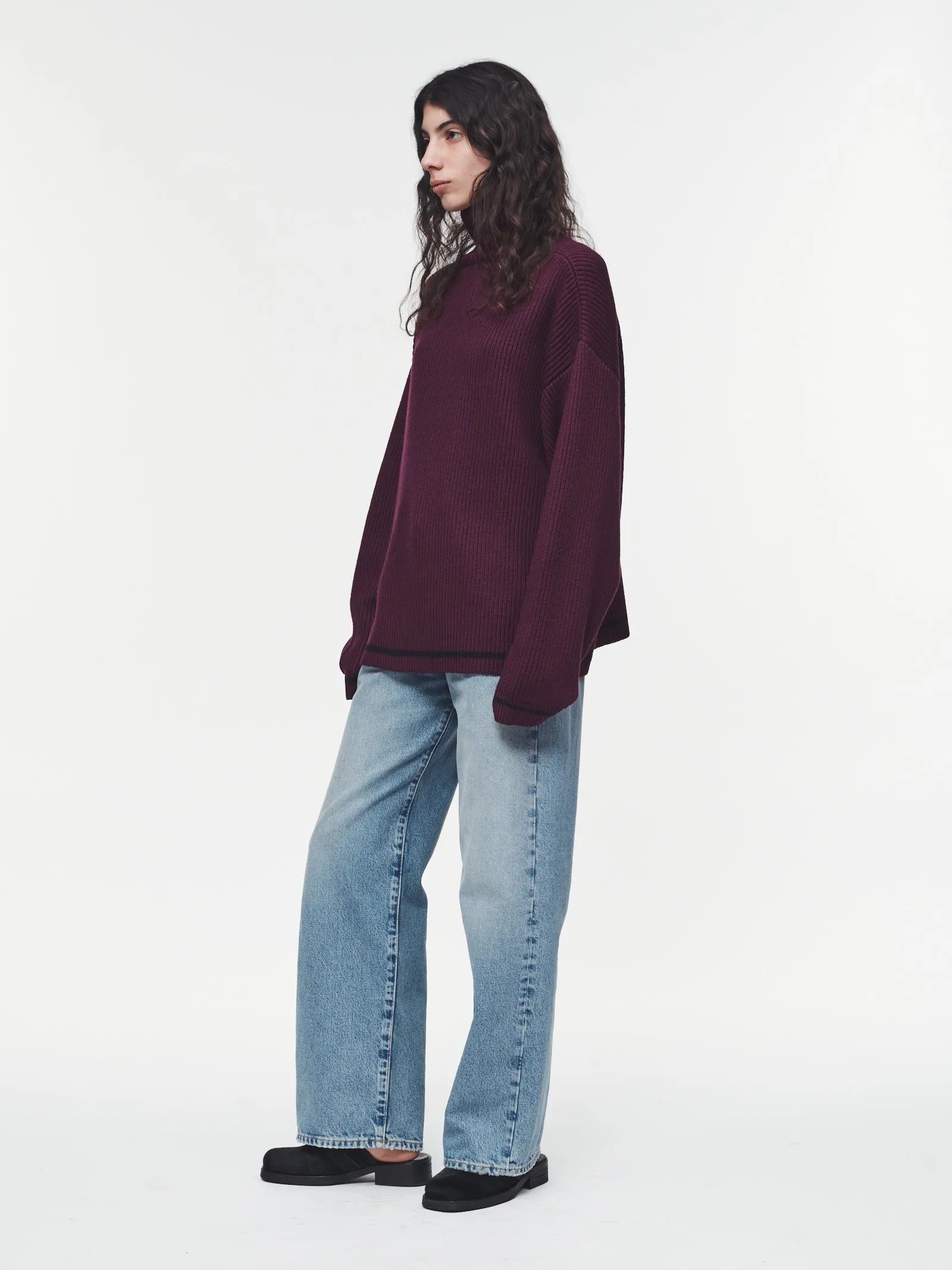 Ribbed Turtleneck in Plum