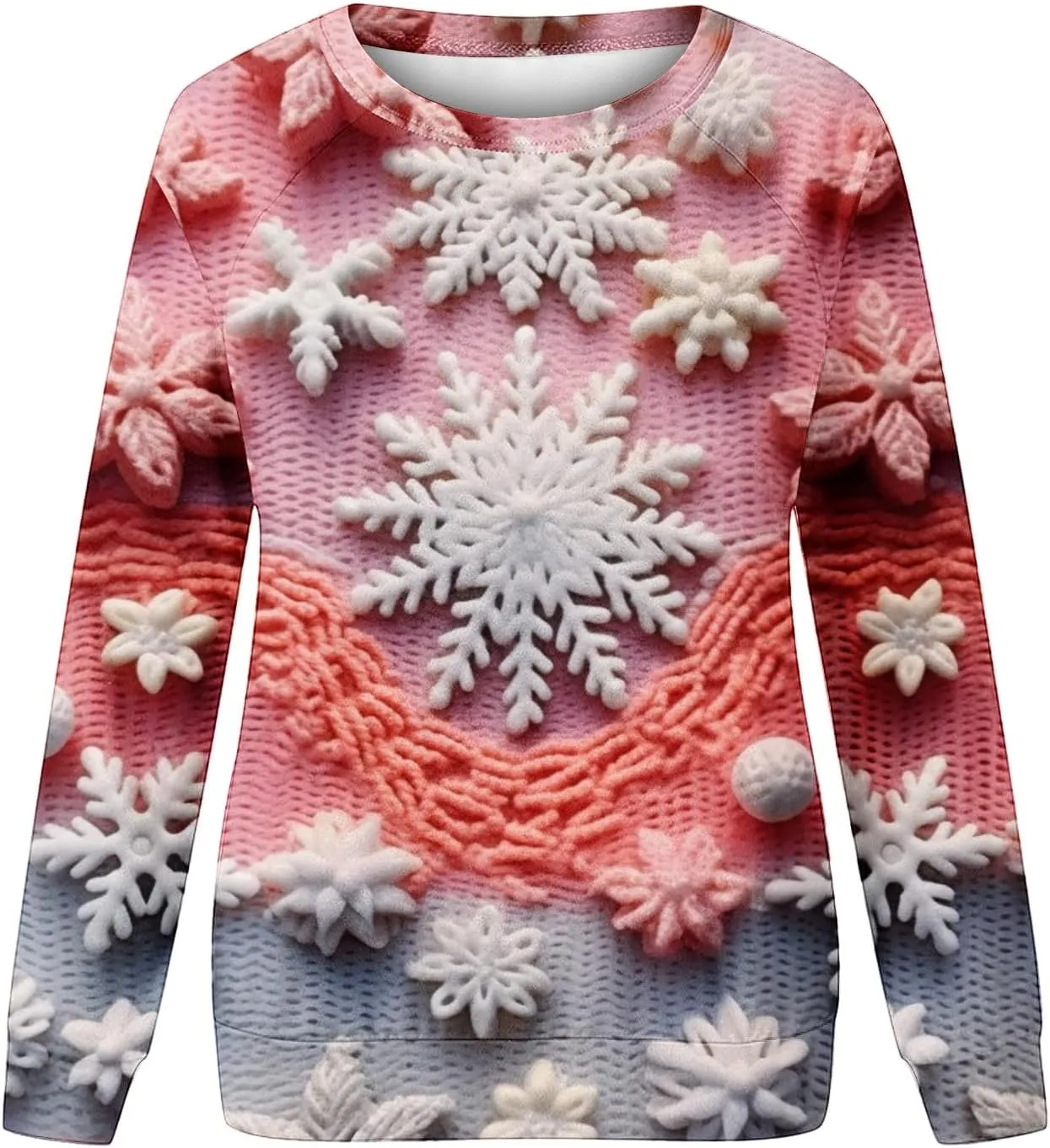 SMIDOW Women Ugly Christmas Sweatshirts 3D Digital Print Novelty Pullover Tops Funny Santa Xmas Tree Graphic Holiday Outfits