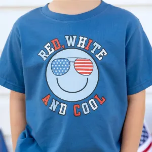 SWE Red, White, and Cool Patriotic Smiley Short Sleeve T-Shirt