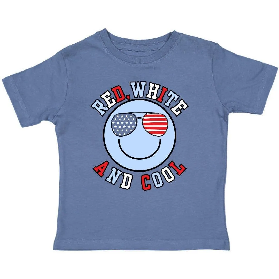 SWE Red, White, and Cool Patriotic Smiley Short Sleeve T-Shirt
