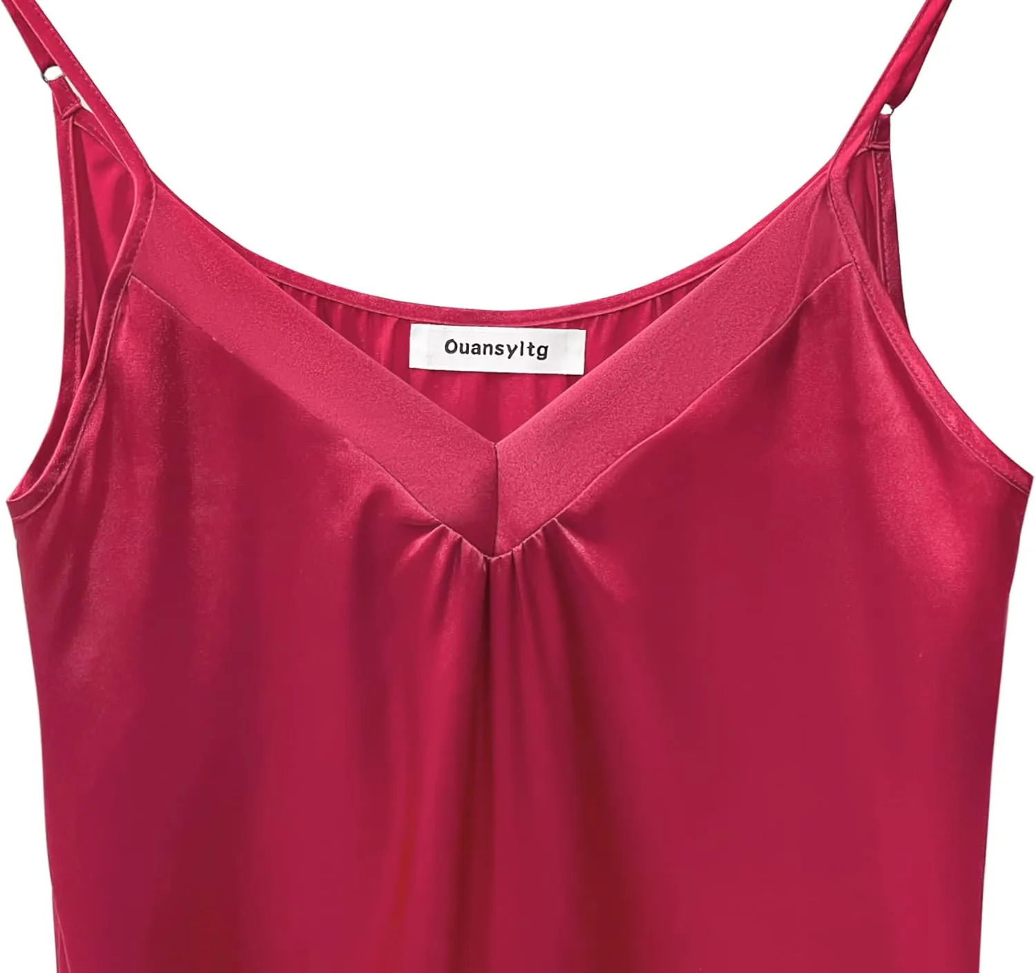 Women Long Satin Nightgown Silk Slip Dress Sexy V Neck Sleepwear Loose Sleeveless Nightshirt