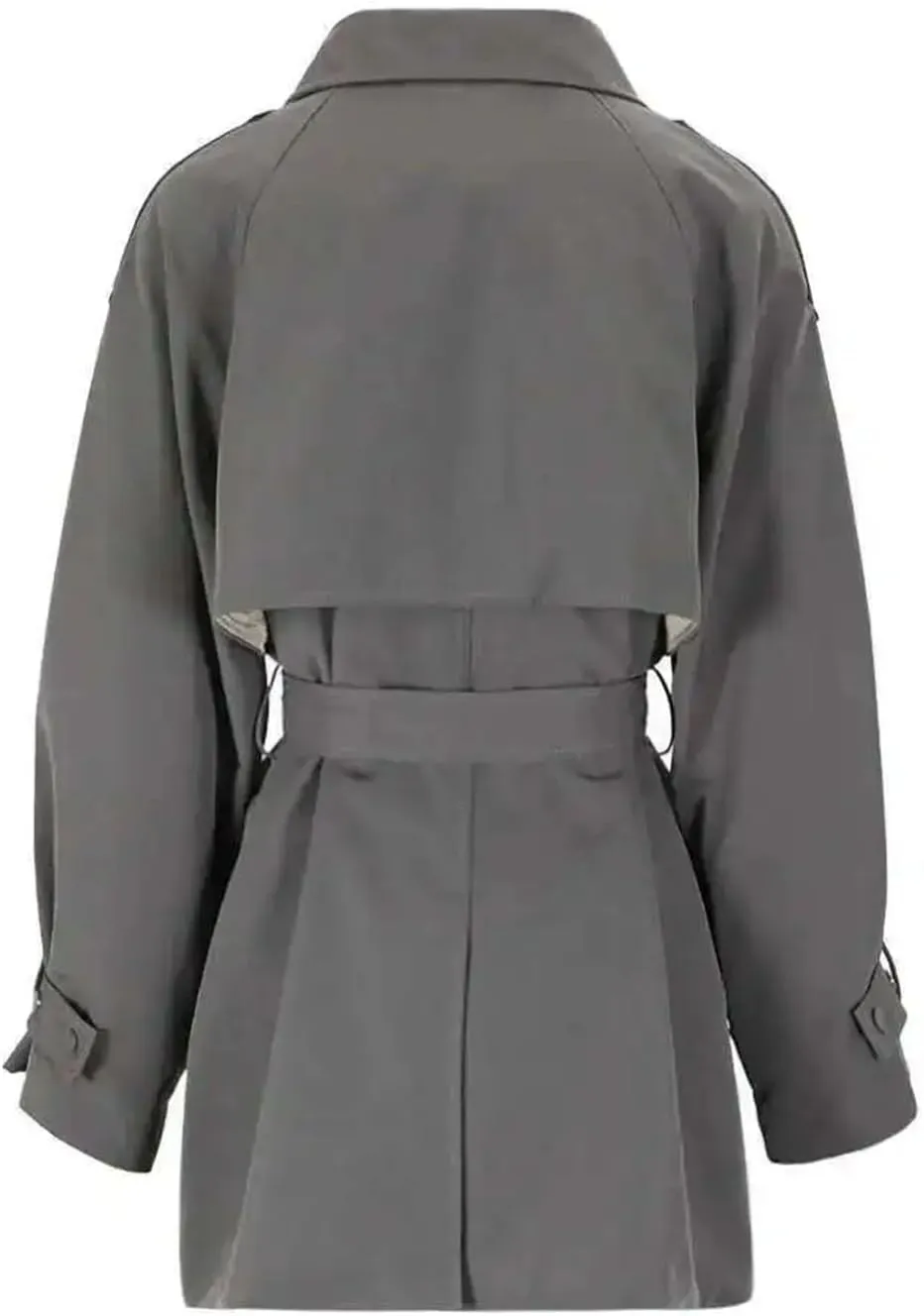 Women's Lapel Long Sleeve Belted Plus Size Trench Windbreaker Coat Adjustable Waist Loose Fit Outerwear