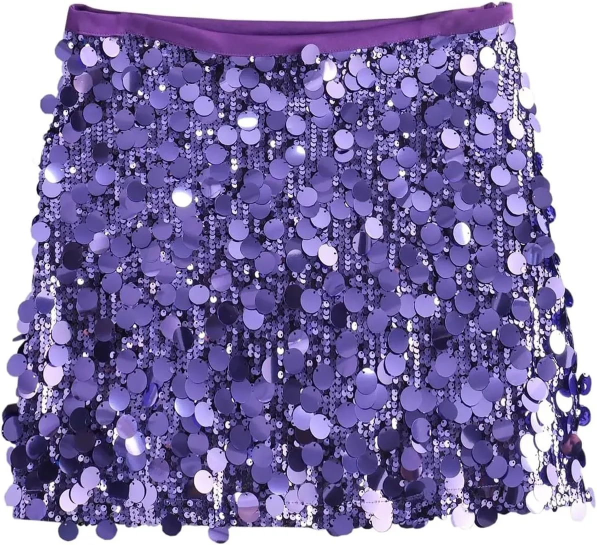Women's Sparkly Sequin Skirt Low Waisted Bodycon Glitter Shiny Skirts Party Bodycon Mini Skirt Night Out Party