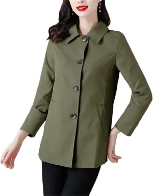 Women's Trench Coat Single-Breasted Mid-Length Coat Casual Straight Coat