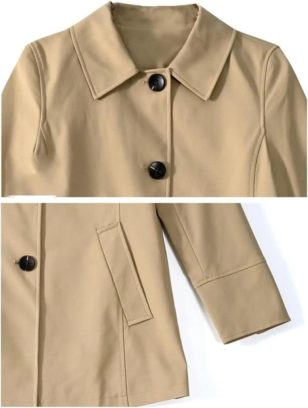 Women's Trench Coat Single-Breasted Mid-Length Coat Casual Straight Coat